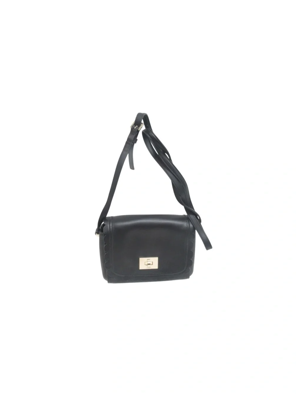 VGC Kate Spade Black Leather Maple Court Zani Lock Scalloped Purse Crossbody